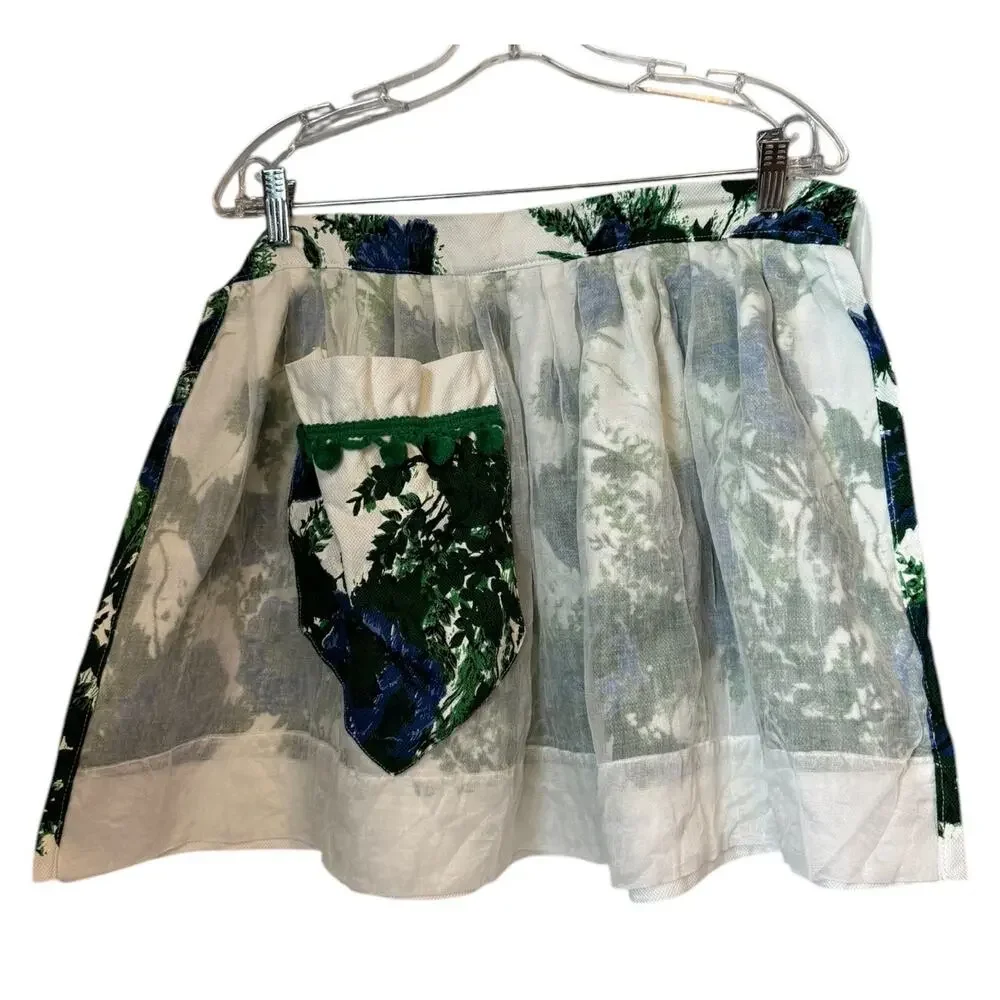 Vintage 1950s–1960s Sheer Hostess Apron Set Floral Organza Reversible